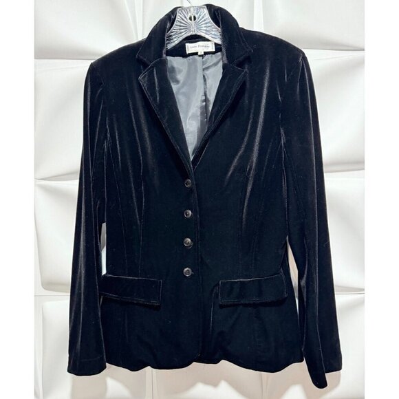 Anne Fontaine 3 Sz 8 Black Velvet Velour Blazer Suit Jacket Equestrian RARE - Picture 1 of 6